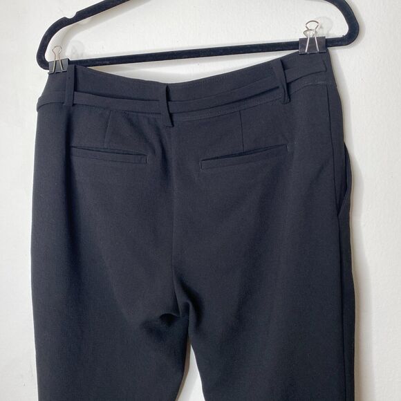 Loft Jet Black Capri Trouser Pants Hook Eye Closure Cute Tie Front 6 Petite - Picture 5 of 12